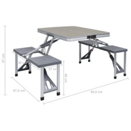 Foldbart campingbord med 4 seter stål aluminium