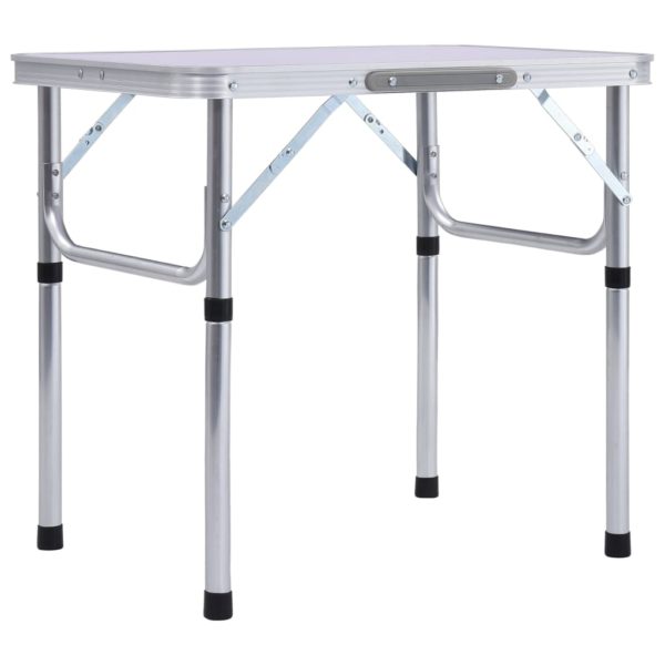 Sammenleggbart campingbord hvit aluminium 60×45 cm