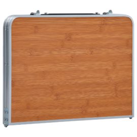 Sammenleggbart campingbord brun aluminium 60×40 cm