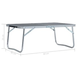 Sammenleggbart campingbord grå aluminium 60×40 cm