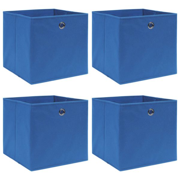 Oppbevaringsbokser 4 stk blå 32x32x32 cm stoff