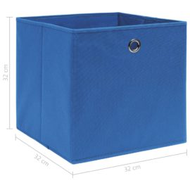 Oppbevaringsbokser 4 stk blå 32x32x32 cm stoff