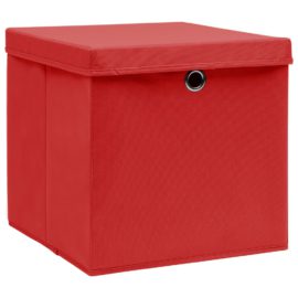 Oppbevaringsbokser med lokk 10 stk rød 32x32x32 cm stoff