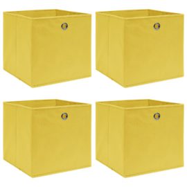 Oppbevaringsbokser 4 stk gul 32x32x32 cm stoff