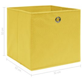 Oppbevaringsbokser 4 stk gul 32x32x32 cm stoff
