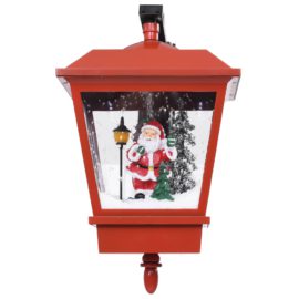 Veggmontert julelampe med LED-lys og julenisse rød 40x27x45 cm