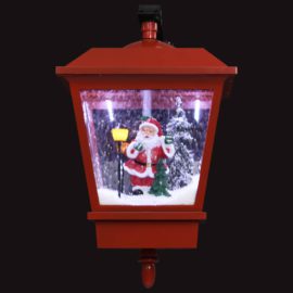 Veggmontert julelampe med LED-lys og julenisse rød 40x27x45 cm