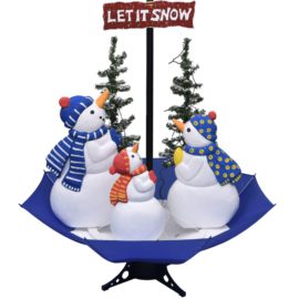 Kunstig juletre med snø og paraplyfot blå 170 cm PVC