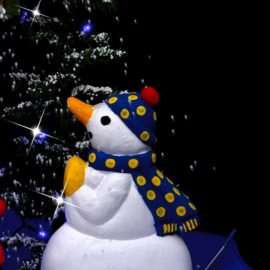 Kunstig juletre med snø og paraplyfot blå 170 cm PVC