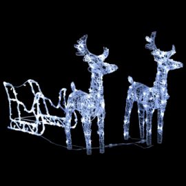 Reinsdyr og slede julepynt 160 LED 130 cm akryl