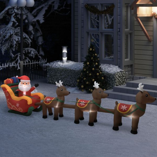 Oppblåsbar julenisse og reinsdyr LED 490 cm