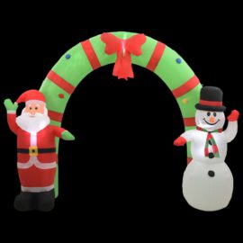 Oppblåsbar julenisse og snømann dekorasjonbue LED 223 cm
