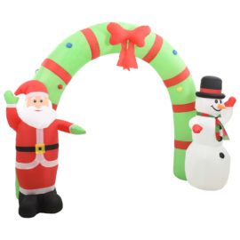 Oppblåsbar julenisse og snømann dekorasjonbue LED 223 cm