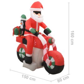Oppblåsbar julenisse på motorsykkel LED IP44 160 cm