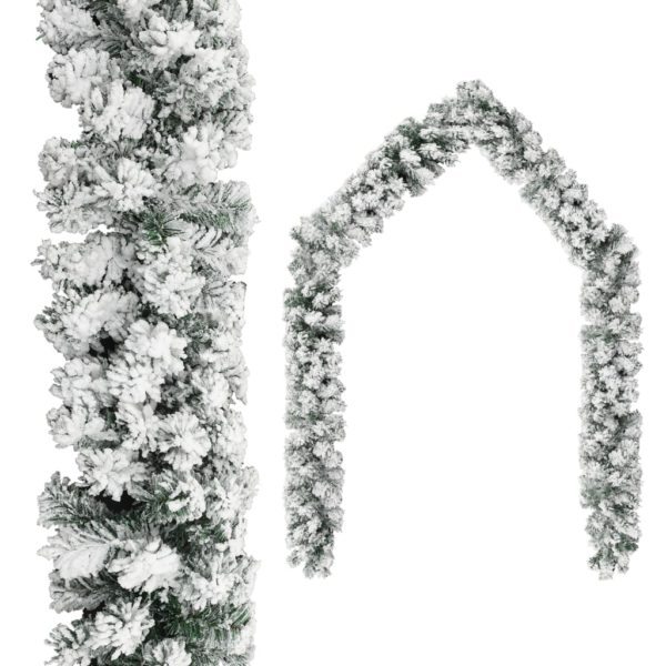 Julekrans med flokket snø grønn 10 m PVC