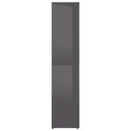 Skoskap høyglans grå 80x39x178 cm sponplate