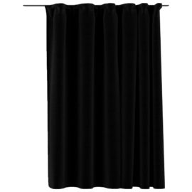 Lystett gardin med kroker og lin-design svart 290×245 cm