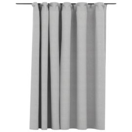 Lystett gardin med kroker og lin-design grå 290×245 cm