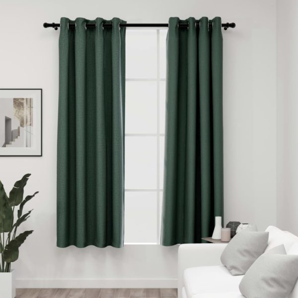 Lystette gardiner maljer og lin-design 2 stk grønn 140×175 cm
