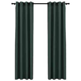 Lystette gardiner maljer og lin-design 2 stk grønn 140×245 cm