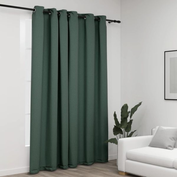 Lystette gardiner maljer og lin-design grønn 290×245 cm