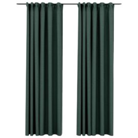Lystette gardiner kroker og lin-design 2 stk grønn 140×245 cm