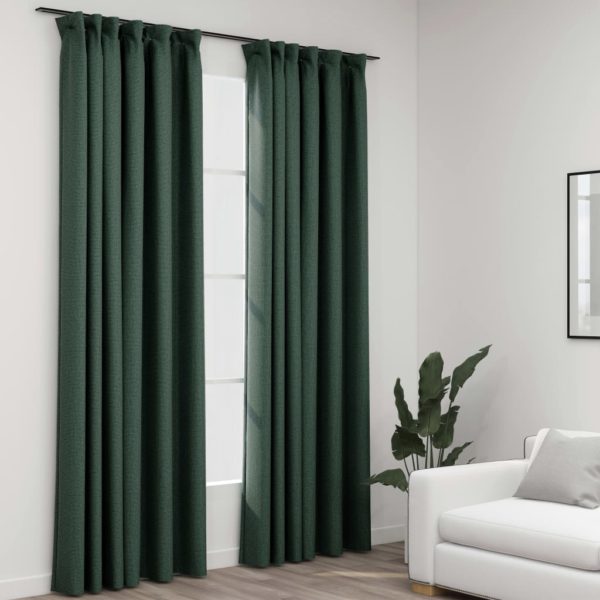 Lystette gardiner kroker og lin-design 2 stk grønn 140×245 cm