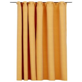 Lystett gardin med kroker og lin-design gul 290×245 cm