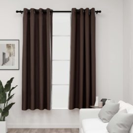 Lystette gardiner maljer og lin-design 2 stk gråbrun 140×175 cm