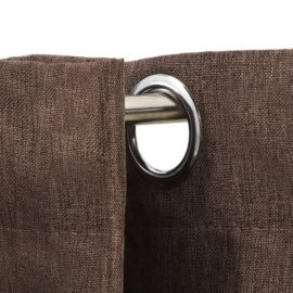 Lystette gardiner maljer og lin-design 2 stk gråbrun 140×225 cm