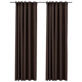 Lystette gardiner kroker og lin-design 2 stk gråbrun 140×245 cm