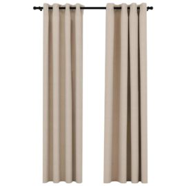 Lystette gardiner maljer og lin-design 2 stk beige 140×225 cm