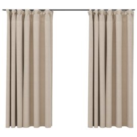 Lystette gardiner kroker og lin-design 2 stk beige 140×175 cm