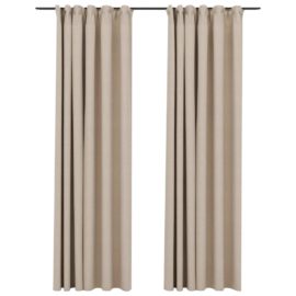 Lystette gardiner kroker og lin-design 2 stk beige 140×225 cm