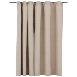 Lystett gardin med kroker og lin-design beige 290×245 cm