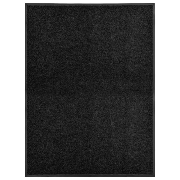 Dørmatte vaskbar svart 90×120 cm