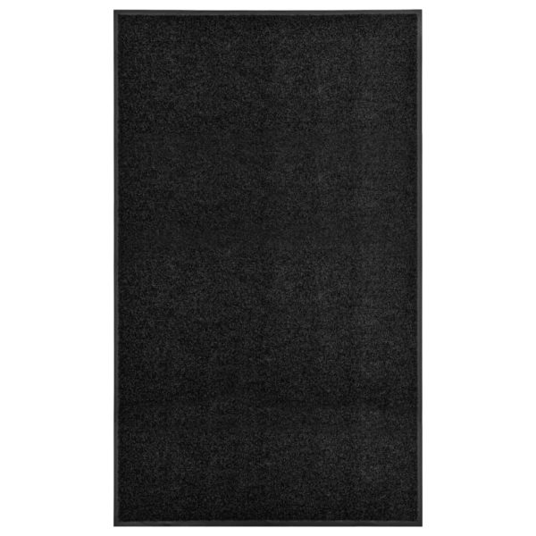 Dørmatte vaskbar svart 90×150 cm