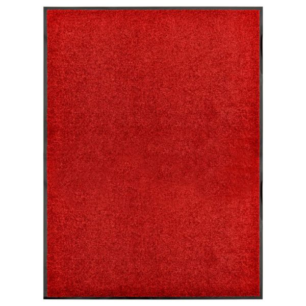 Dørmatte vaskbar rød 90×120 cm