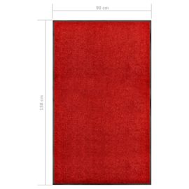 Dørmatte vaskbar rød 90×150 cm