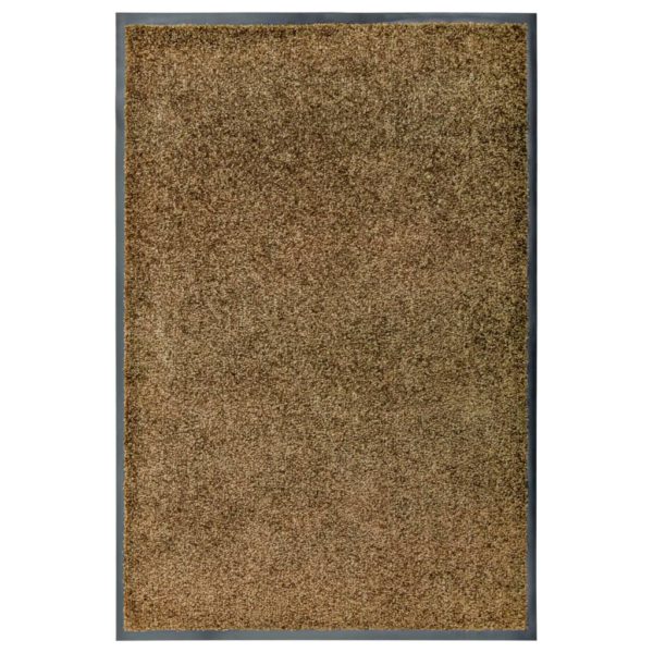 Dørmatte vaskbar brun 60×90 cm