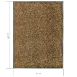 Dørmatte vaskbar brun 90×120 cm