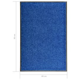 Dørmatte vaskbar blå 60×90 cm