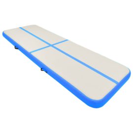 Oppblåsbar gymnastikkmatte med pumpe 300x100x20 cm PVC blå