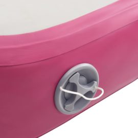 Oppblåsbar gymnastikkmatte med pumpe 500x100x20 cm PVC rosa