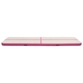 Oppblåsbar gymnastikkmatte med pumpe 800x100x20 cm PVC rosa