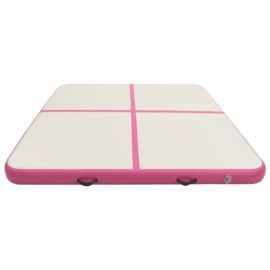 Oppblåsbar gymnastikkmatte med pumpe 200x200x10 cm PVC rosa