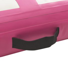 Oppblåsbar PVC gymnastikkmatte med pumpe 200x200x15 cm rosa