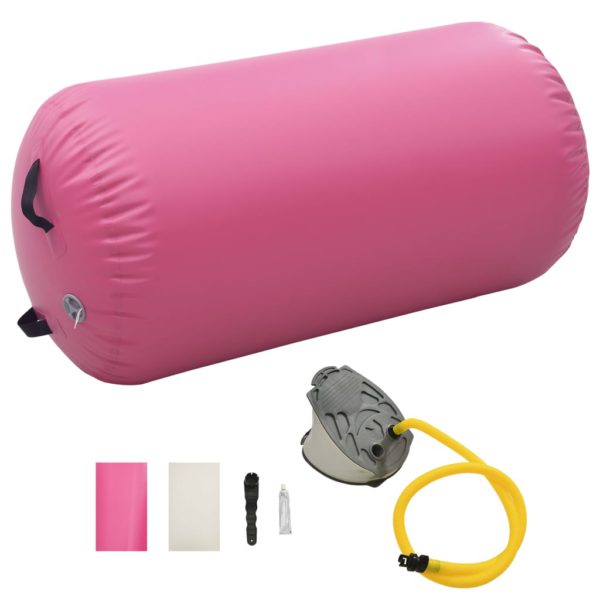 Oppblåsbar gymnastikkrull med pumpe 120×75 cm PVC rosa