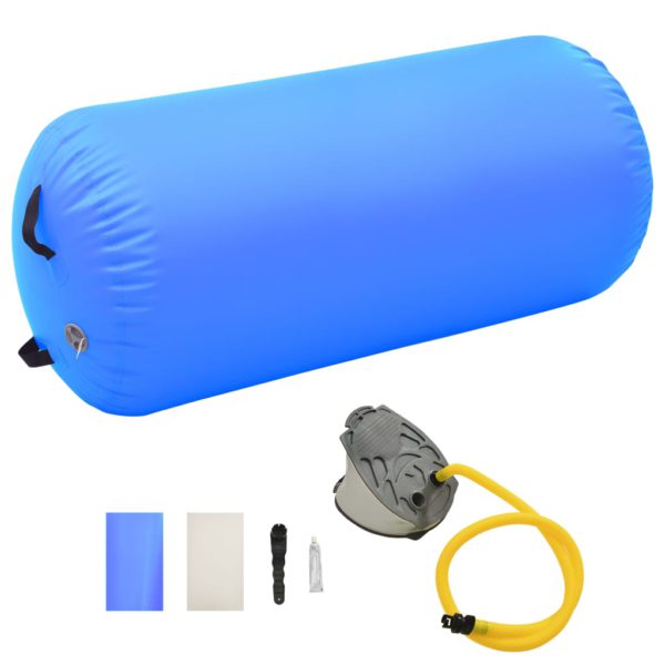 Oppblåsbar gymnastikkrull med pumpe 120×75 cm PVC blå