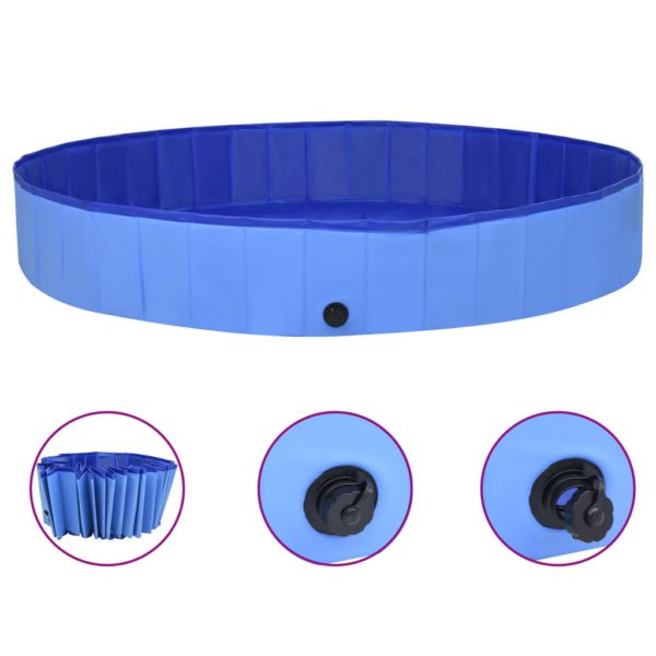 Sammenleggbart hundebasseng 300×40 cm blå PVC